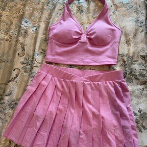 SOLD Frankies Bikinis Activewear Skirt/Skort and Halter Top Set Size Medium